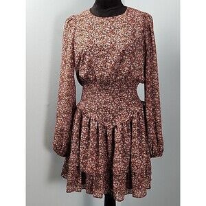 New - Revolve MINKPINK Safi Floral Mini Dress Medium Boho Tiered Skirt Blouson